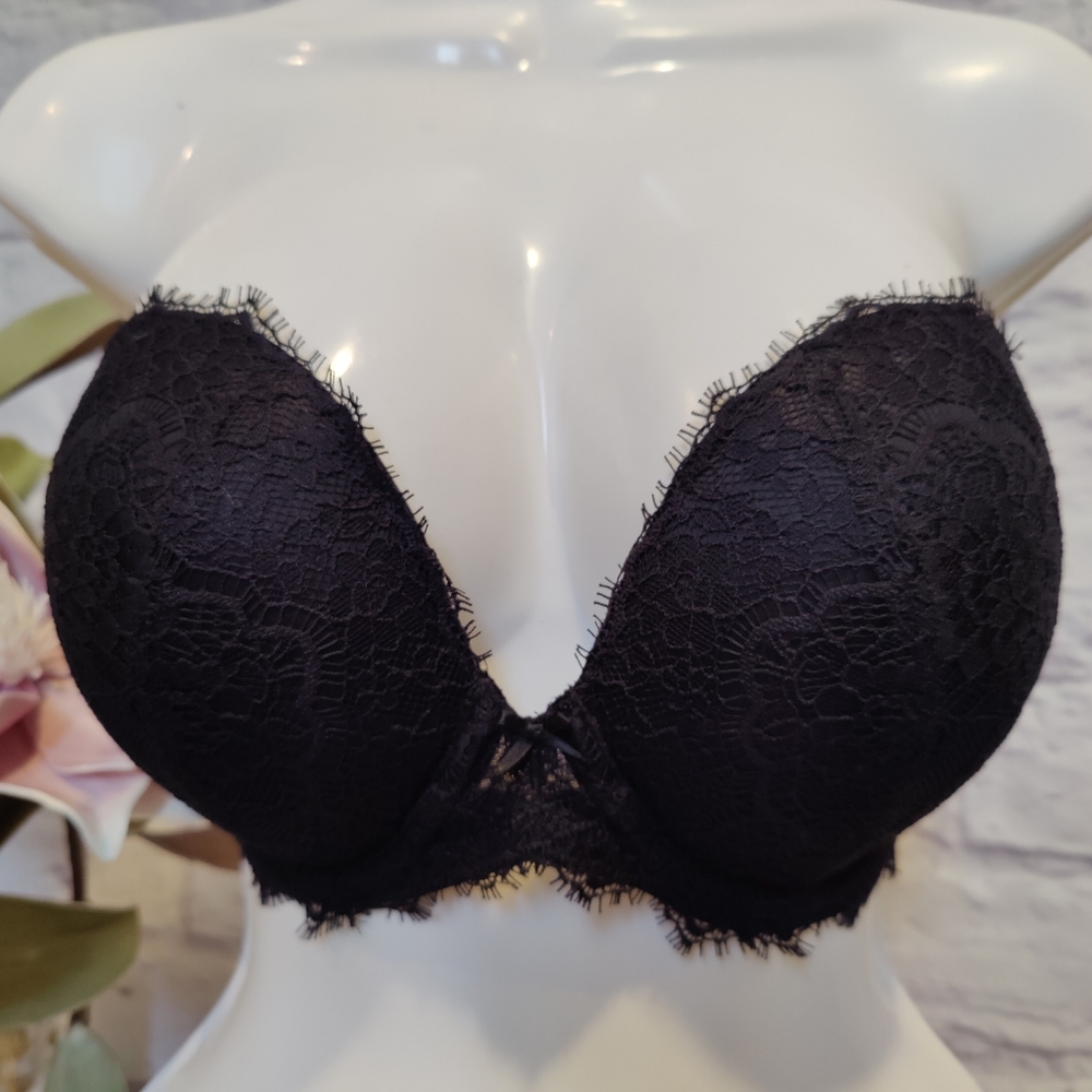 DOBREVA Women's Strapless Push Up Bra Lace Plunge Padded Underwire Bra 32DD - Picture 4 of 10